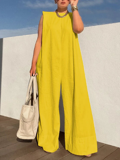 Women's Sleeveless Loose-Fit Jumpsuit – Casual Chic Style