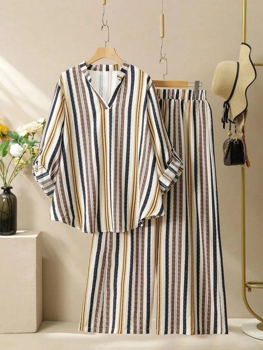 Conjunto Autumn Stripes – Elegância Atemporal
