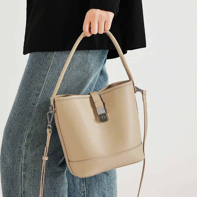 Women's Genuine Leather Bucket Bag