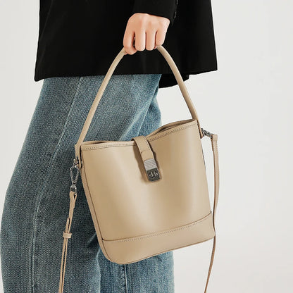 Women's Genuine Leather Bucket Bag