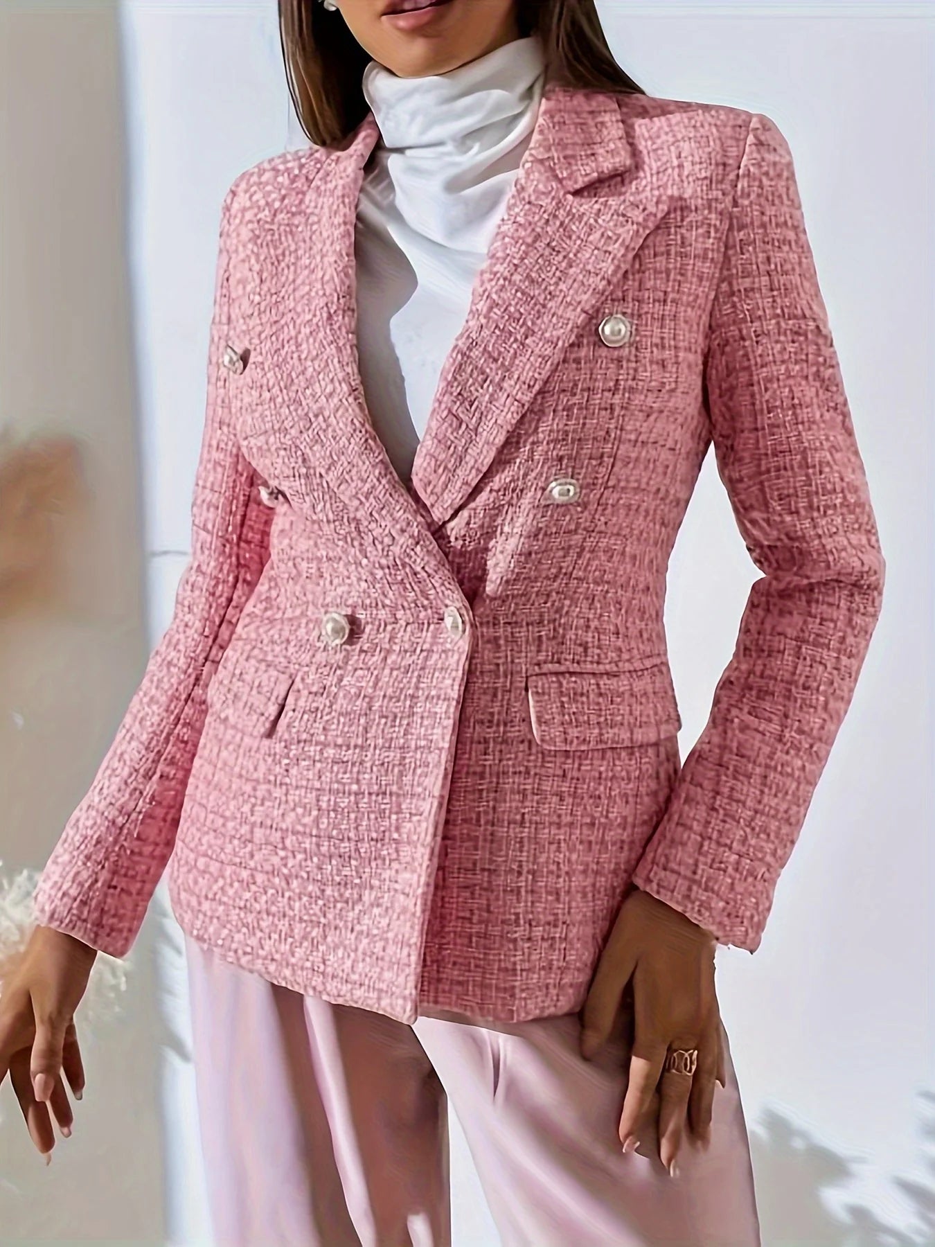 Women's Checkered Blazer – Tailored Double-Breasted