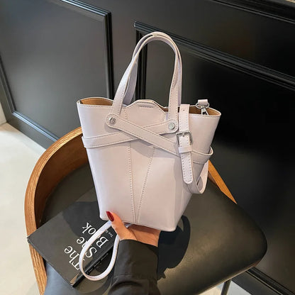Bolsa Feminina Bucket Multi-Way – PU Couro Impermeável Minimalista