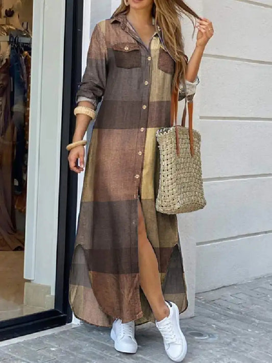 Vestido Autumn Plaid – Elegância Atemporal