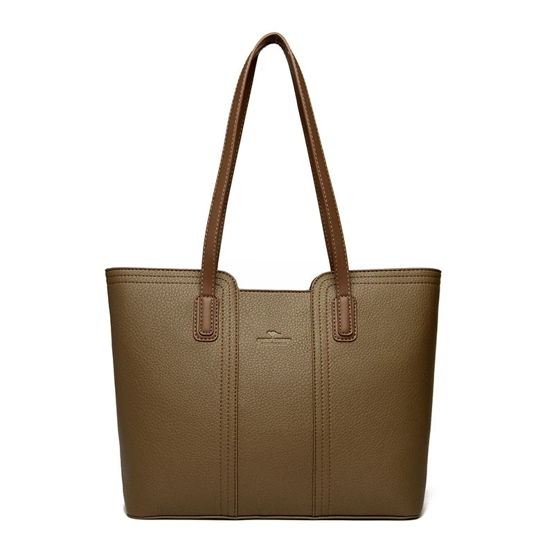 Bolsa Feminina Bucket de Cor Sólida – Tote & Transversal em Couro Macio com Alta Capacidade