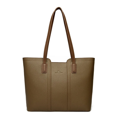 Bolsa Feminina Bucket de Cor Sólida – Tote & Transversal em Couro Macio com Alta Capacidade