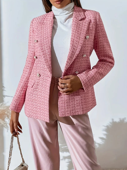 Women's Checkered Blazer – Tailored Double-Breasted