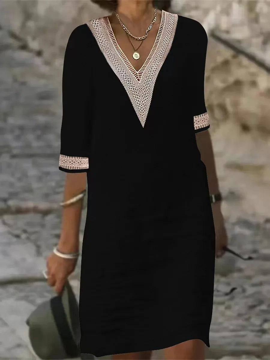 Vestido Feminino Linho/Algodão Sólido – Estilo Vintage Y2K Casual