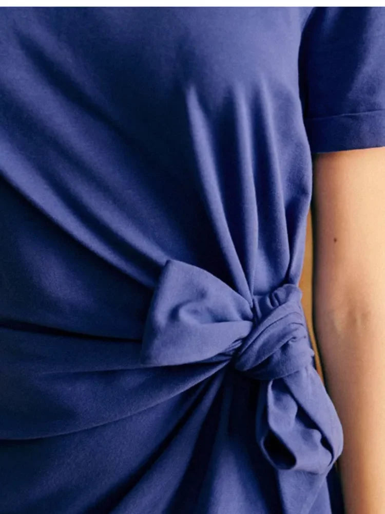 Vestido Midi Elegante – Amarração na Cintura & Fenda