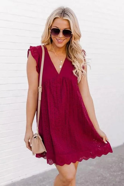 Vestido Midi em Jacquard com Detalhes Vazados e Bolsos