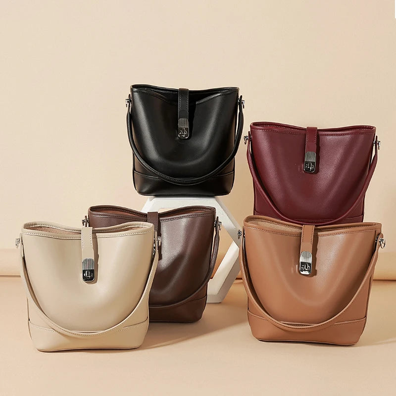 Women's Genuine Leather Bucket Bag