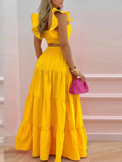 Conjunto Feminino Elegante – Top Solto & Vestido Maxi