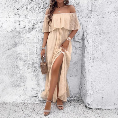 Vestido Feminino Boho Elegante – Manga Curta com Babados