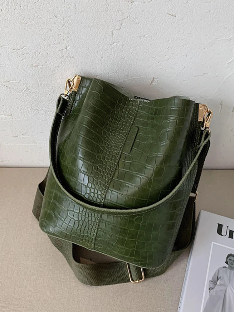Women's Textured Croco Bag – Large Crossbody &amp; Shoulder Bag
