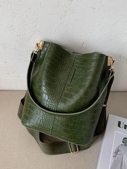 Women's Textured Croco Bag – Large Crossbody &amp; Shoulder Bag