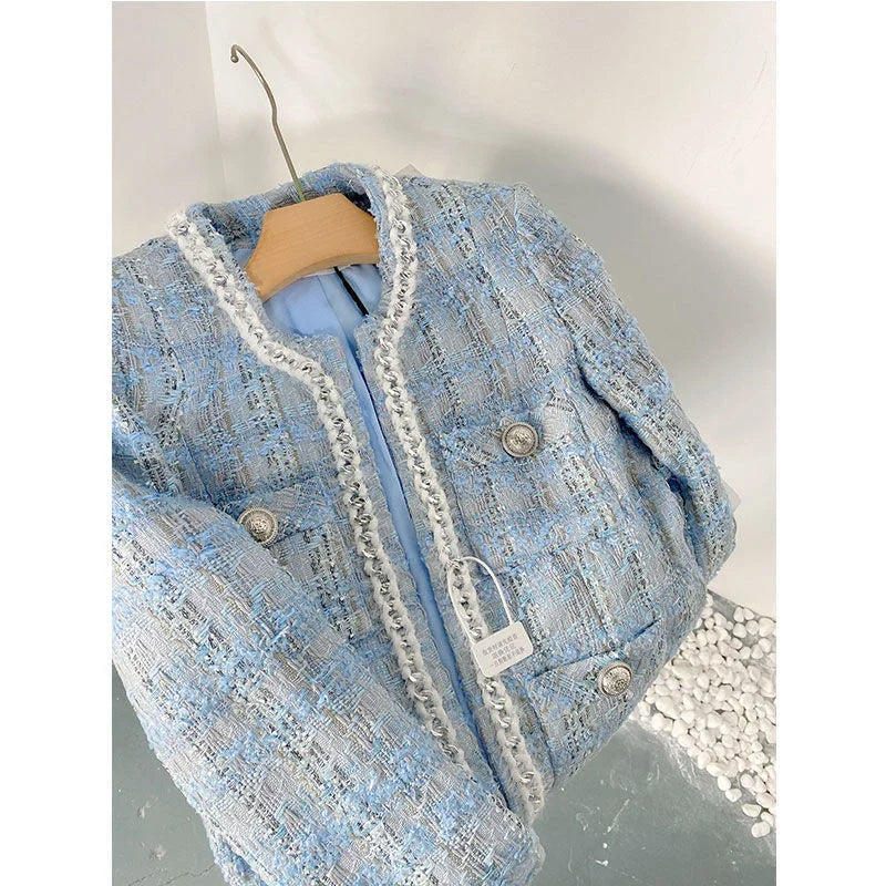 Checkered Tweed Blazer – Elegant Tailoring