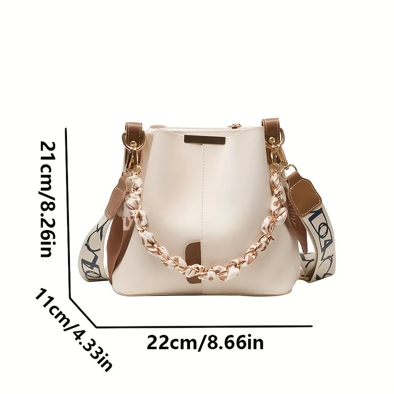 Bolsa Bucket Ribbon Chain – Elegância Feminina com Espaço e Versatilidade