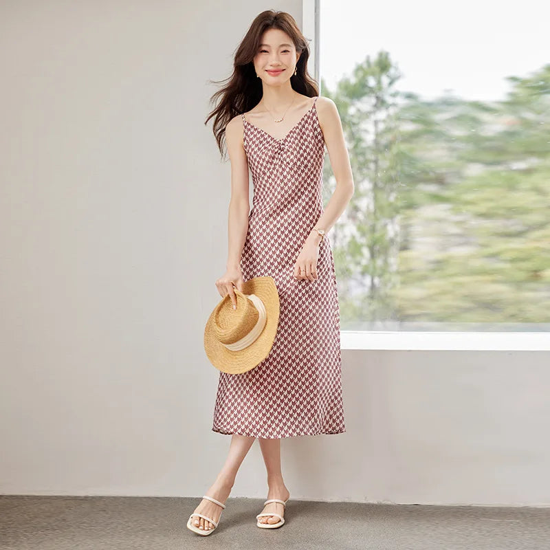 Backless Midi Dress – Silk Elegance & Thin Straps