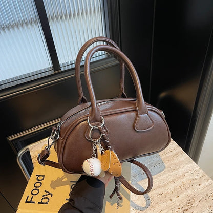 Retro Small Crossbody Bag Women 2025 – Bolsa Mini Estilo Bowling de Alça Transversal, Couro PU Soft