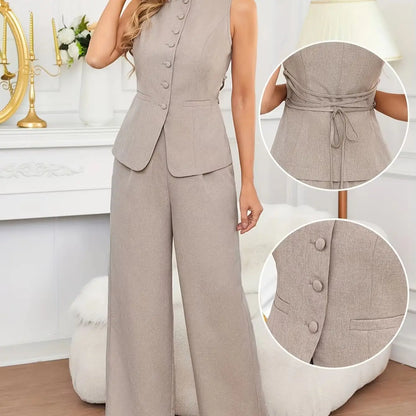 Conjunto Office Luxe – Colete Elegante & Calça Wide Leg
