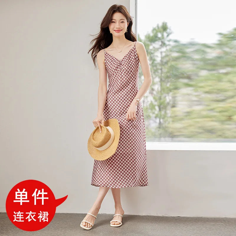 Backless Midi Dress – Silk Elegance & Thin Straps