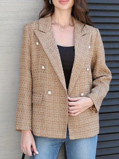 Women's Checkered Blazer – Tailored Double-Breasted