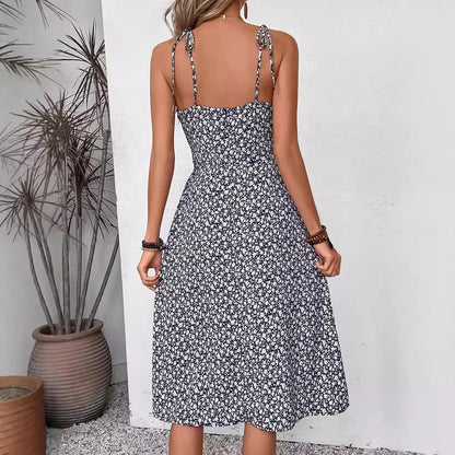 Backless Printed Maxi Dress – Casual Summer Elegance