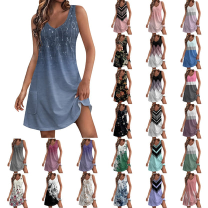 Vestido Feminino Estampa Floral Casual – Bolsos & Decote V