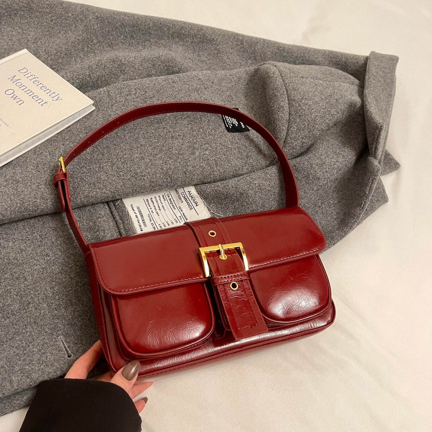 Conjunto 2 Peças Pouch & Clutch – Vintage PU Leather com Corrente para Ombro/Transversal