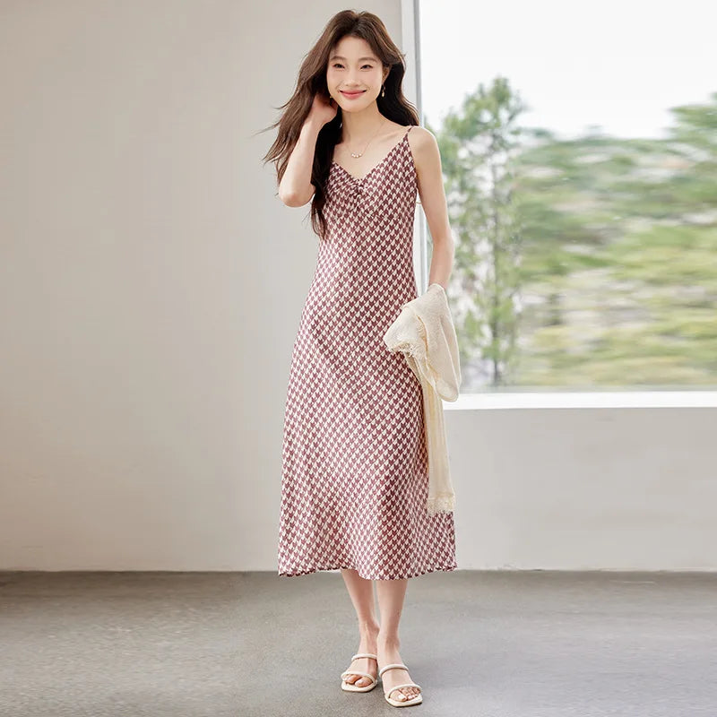 Backless Midi Dress – Silk Elegance & Thin Straps