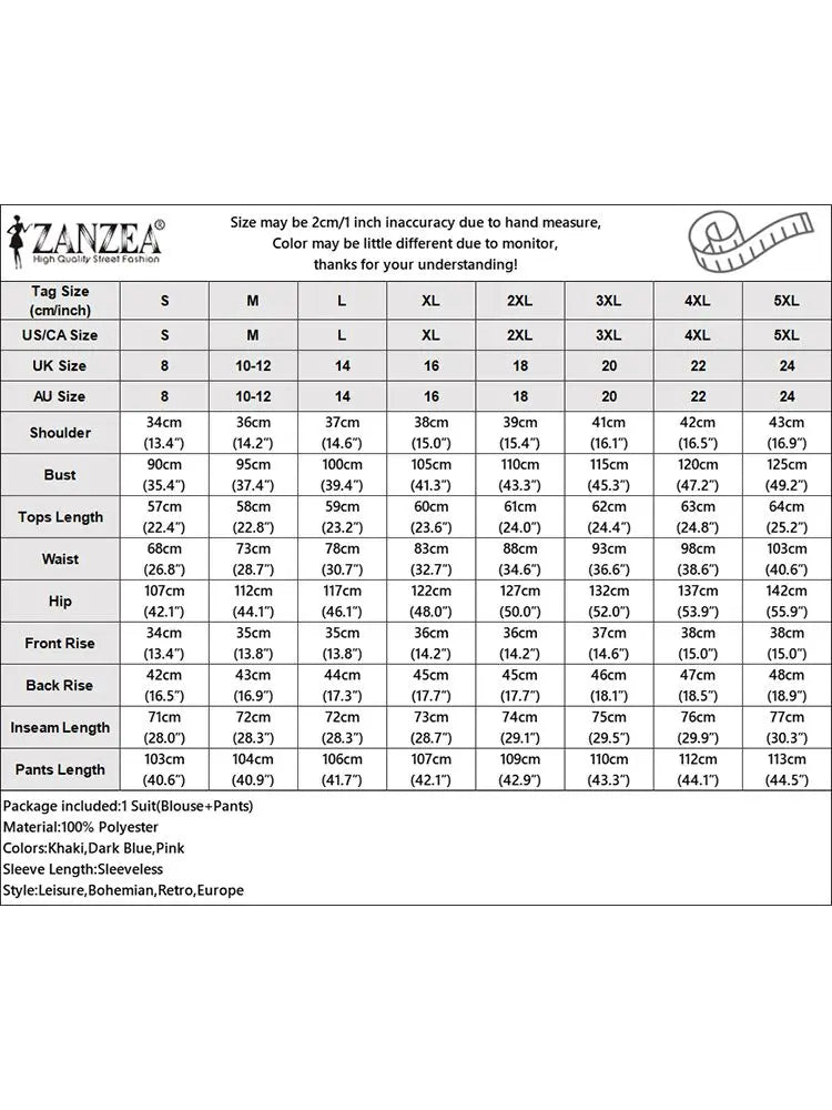ZANZEA Women's Set – Vest & Wide Leg Pants with Irregular Buttons