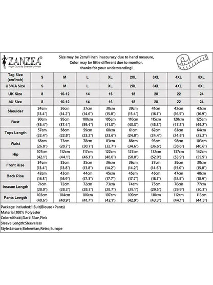 ZANZEA Women's Set – Vest & Wide Leg Pants with Irregular Buttons