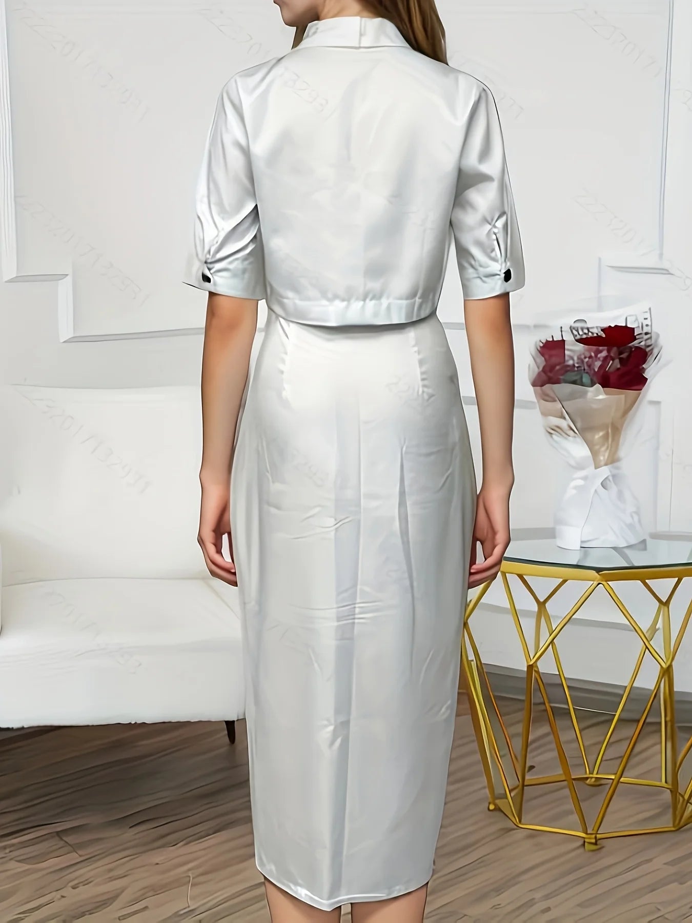 Women's Skirt Set – Button Blouse & Elegant Skirt