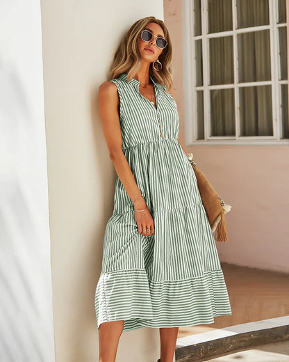 Vestido Listrado Summer Chic – Leveza e Elegância para Dias de Sol