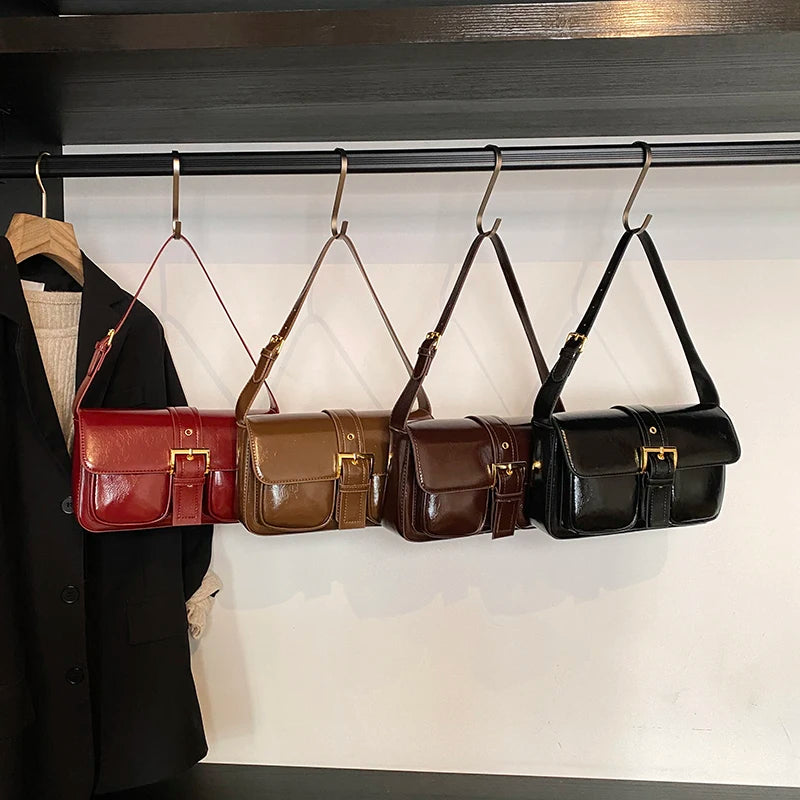 Conjunto 2 Peças Pouch & Clutch – Vintage PU Leather com Corrente para Ombro/Transversal