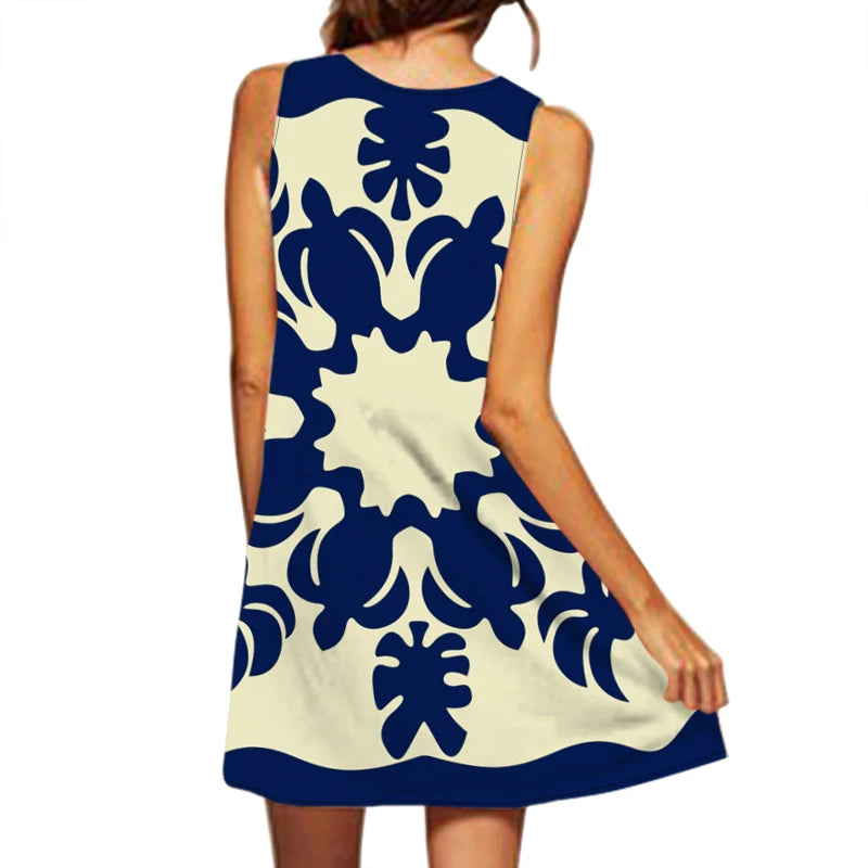 Vestido Midi Estampado com Decote V e Saia Fluida
