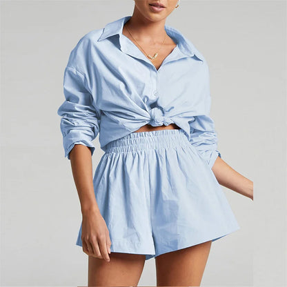 Conjunto Linho-Algodão Travel – Camisa Manga Longa & Shorts