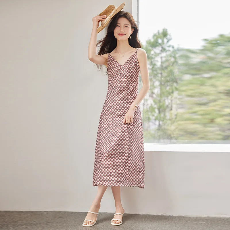 Backless Midi Dress – Silk Elegance & Thin Straps