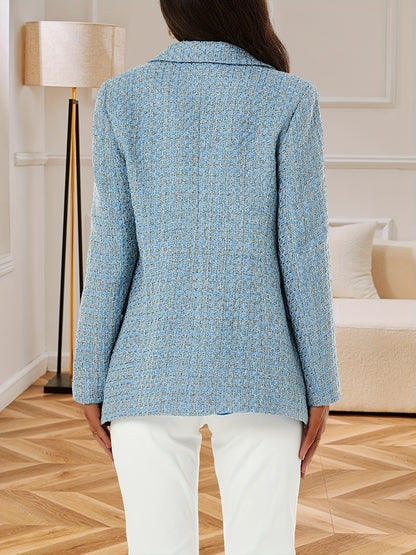 Blazer Feminino Botões Duplos – Gola Lapela, Manga Longa