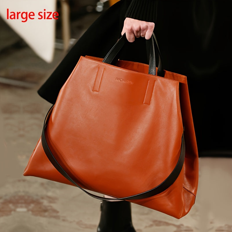 Bolsa Feminina Ombro de Couro Genuíno Grande Capacidade – Top Handle & Shopper para Dia e Trabalho
