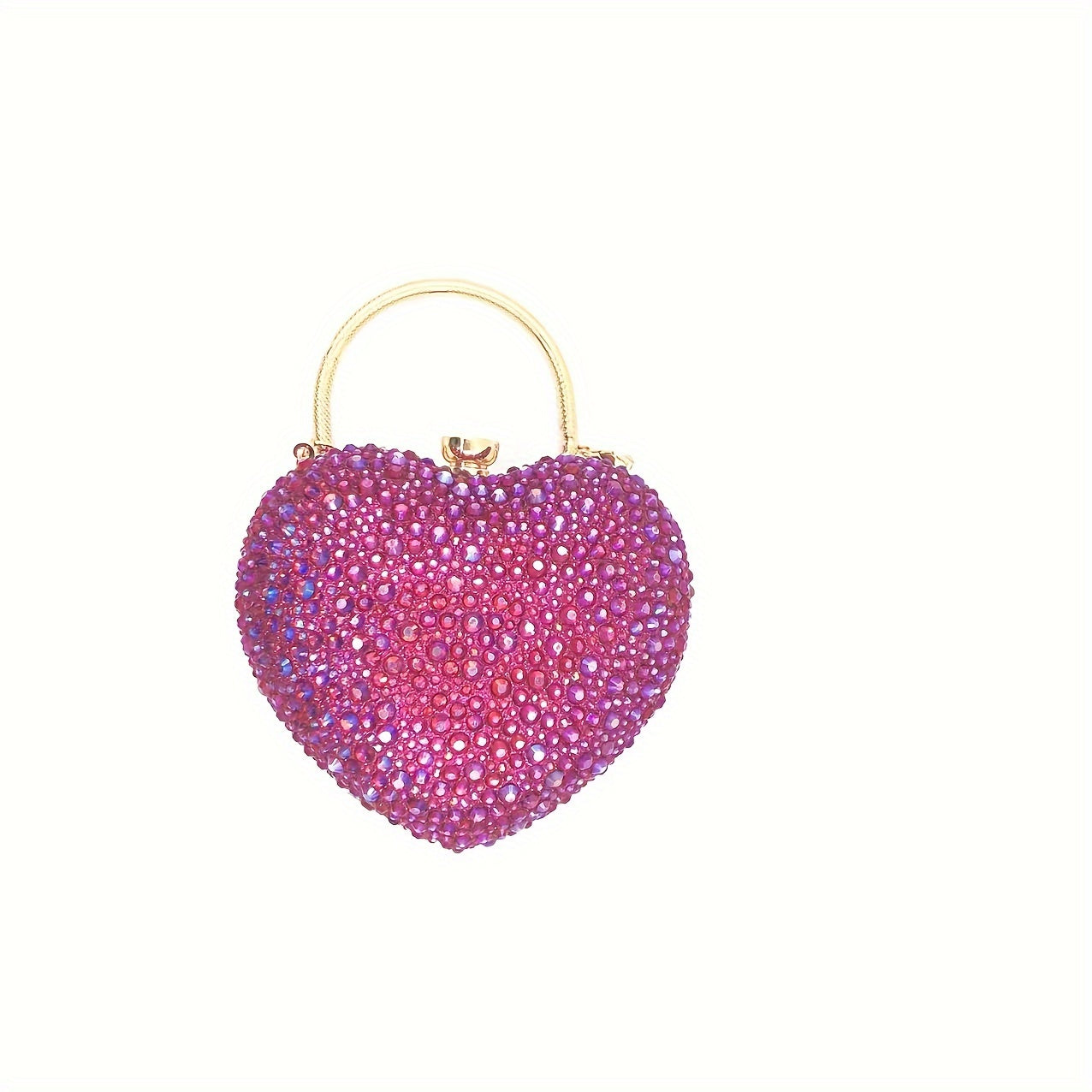 Clutch Feminina Formato Coração com Strass – Mini Evening Bag com Corrente