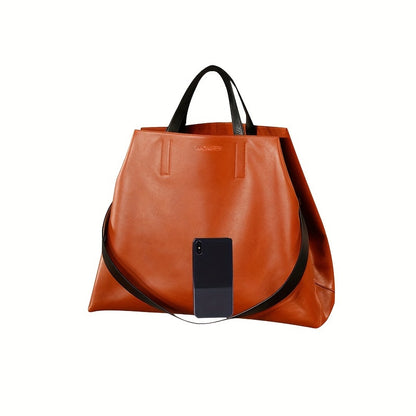Bolsa Feminina Ombro de Couro Genuíno Grande Capacidade – Top Handle & Shopper para Dia e Trabalho