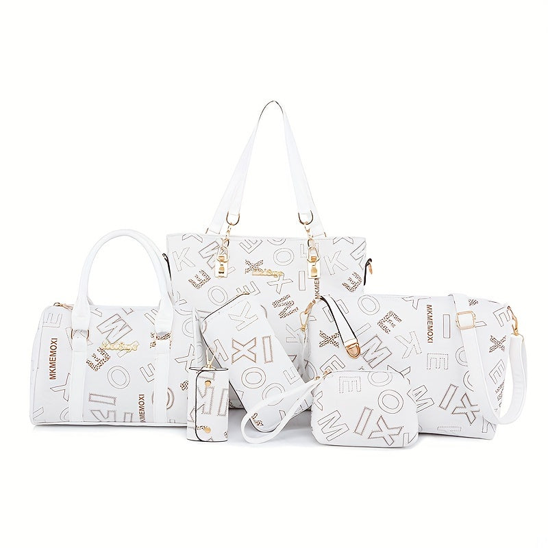 Kit Bolsas Femininas Letter Print – Tote & Crossbody Versátil para Dia e Viagem