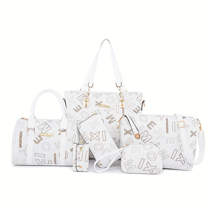 Kit Bolsas Femininas Letter Print – Tote & Crossbody Versátil para Dia e Viagem