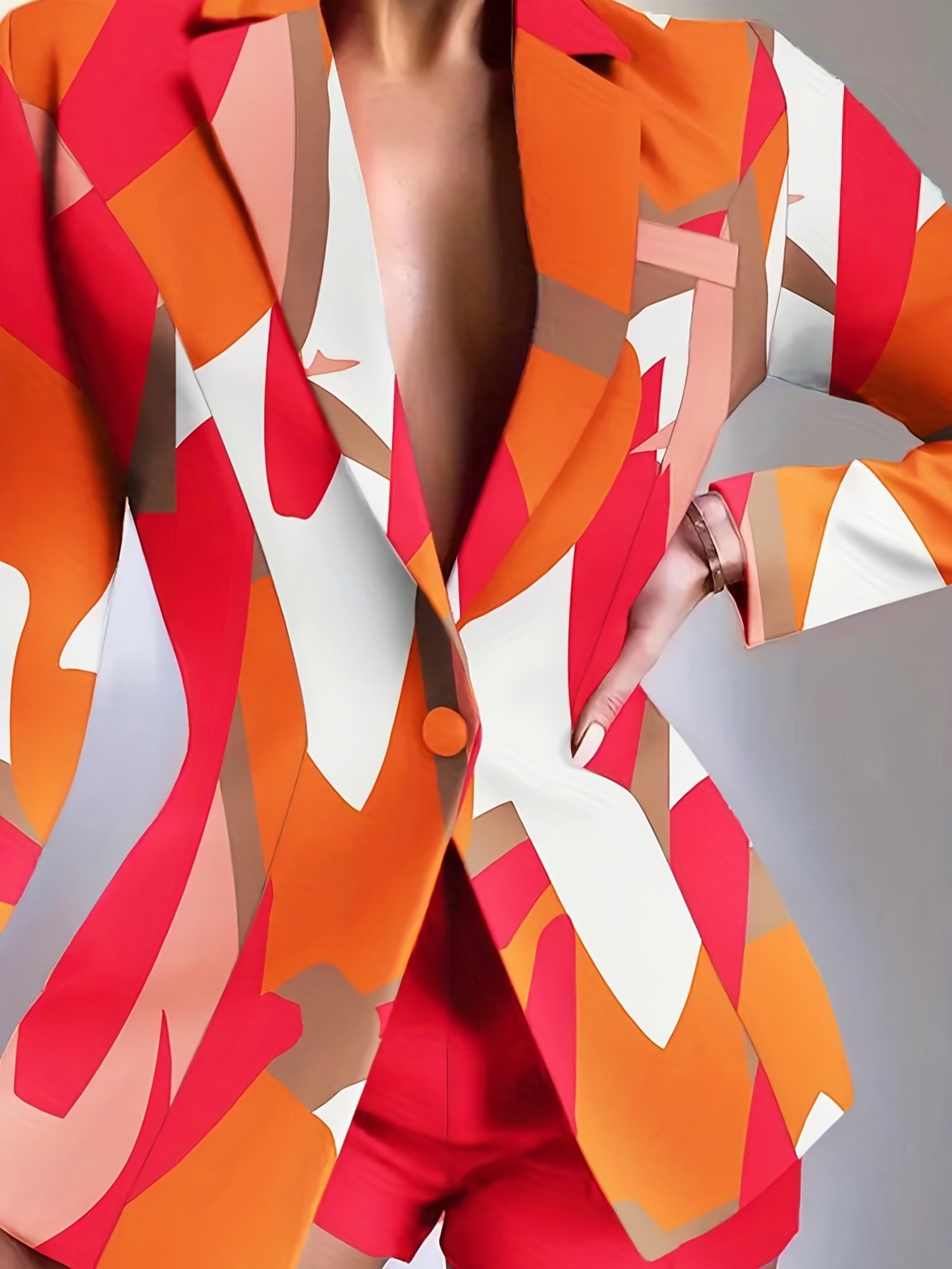 Blazer Plus Size Geométrico Trend – Corte Slim