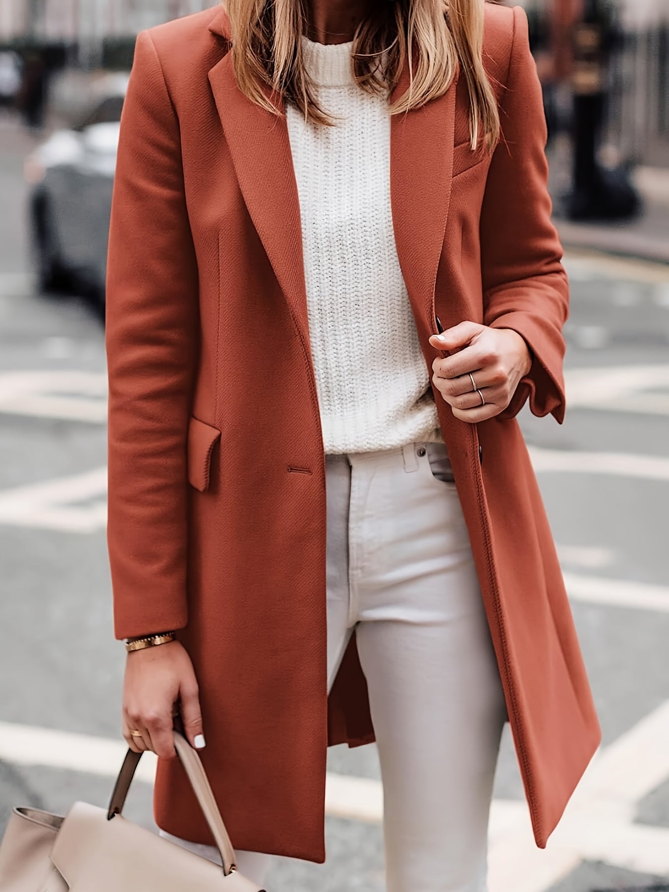 Sobretudo Wool-Blend Lapela – Elegância Inverno