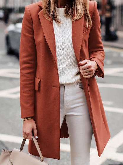 Sobretudo Wool-Blend Lapela – Elegância Inverno