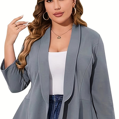 Blazer Feminino Plus Size – Manga ¾, Gola Lapela, Uso Profissional