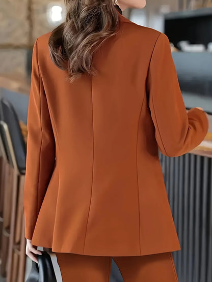 Conjunto Feminino Blazer & Calça – V-Neck Elegance Outono/Primavera