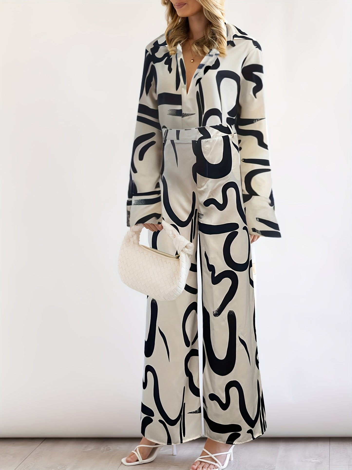 Conjunto Feminino Floral Blusa + Calça Pantalona – Elegância Casual com Toque Romântico