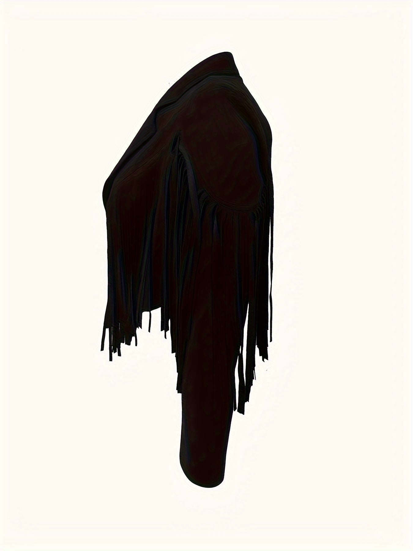 Blazer Feminino Plus Size Casual – Corte Cropped, Franjas, Manga Longa